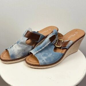 DPN Collection Wedge Sandals - denim platform - Y2K  - Size 10